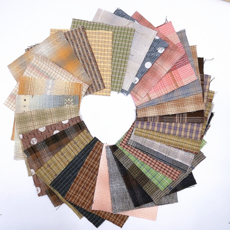 Sewing Tweed Fabric - 30枚入り 綿糸染め 日本製 裁縫生地 クラフト パッチワーク