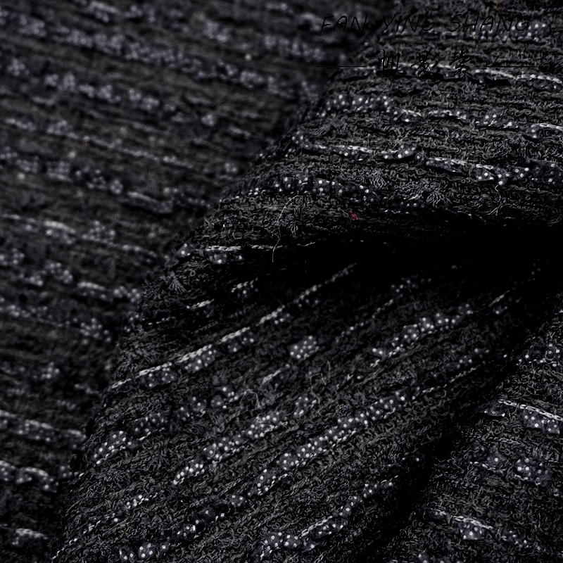 Sewing Tweed Fabric - 2025年春夏クラシックブラックツイード生地、ドレスコート、テラス・コスチュール・ティシューズ・クチュール・テキスタイル、縫製用生地、テキスタイル、クロス