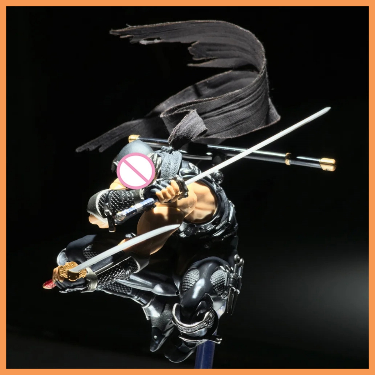 Sewing By - 手作り 1/12 スケール日本の忍者ゲームキャラクターミニ黒スカーフアクセサリー SHF アクションフィギュアボディモデル
