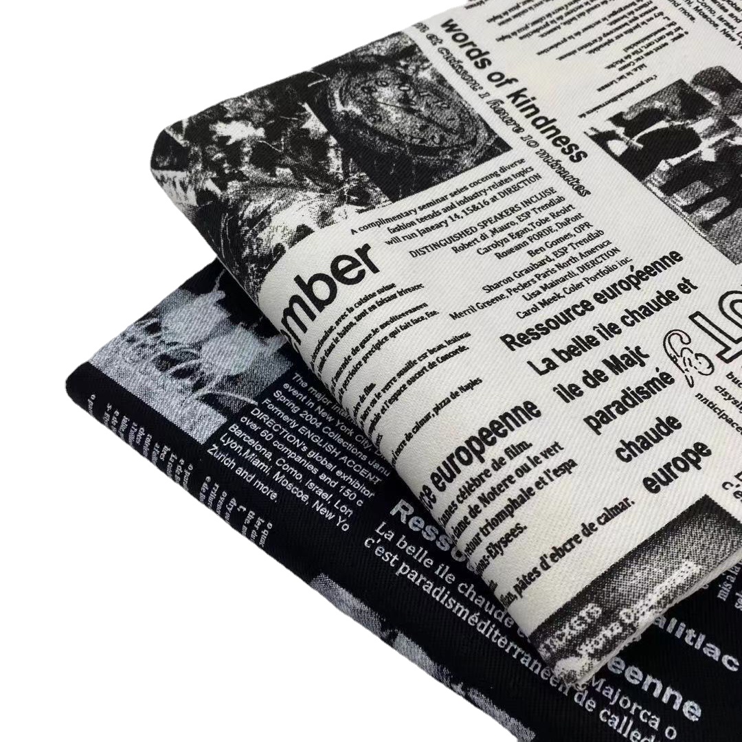 Sewing Tweed Fabric - 黒と白のレトロなスタイルの生地のシャツ,新聞の装飾品,バッグ,パンツ,デザイン,ソファ,室内装飾品,0.5ヤード