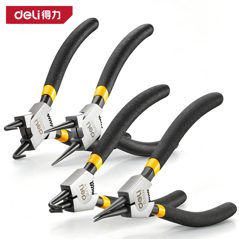 Snap Button Plier - デリ 5インチ サークリッププライヤーセット ロングノーズプライヤー ストレート・ベントプライヤー インナー・アウター