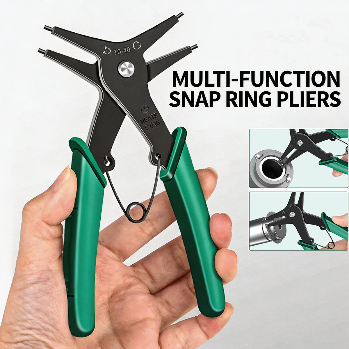 Snap Button Plier - 内部外部サークリッププライヤー高炭素鋼スナップリングプライヤー多機能リテーニングリングリムーバーハンドツール取り付け