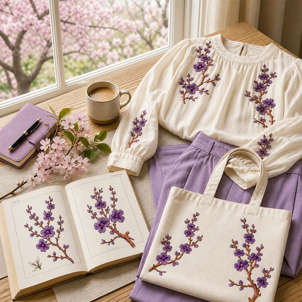 Sewing And Textile - DIY桜の花アイロン接着パッチ アイロン接着＆縫い付け ホットメルト接着剤 刺繍入り花柄パッチ 枝の刺繍アップリケ