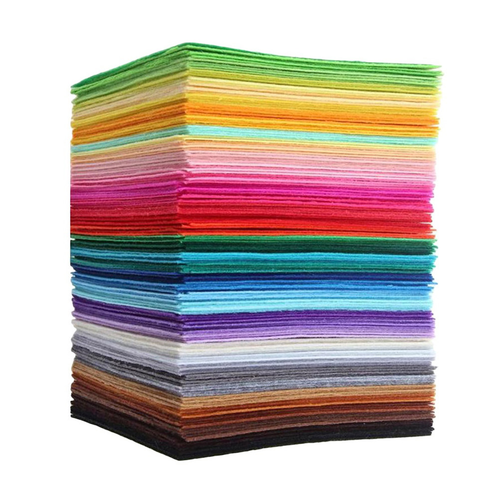 Is Sewing Textile Art - 40枚入りカラフルな不織布シート 15x15cm 多用途DIYクラフト素材 簡単に縫える接着剤付きアートファブリック