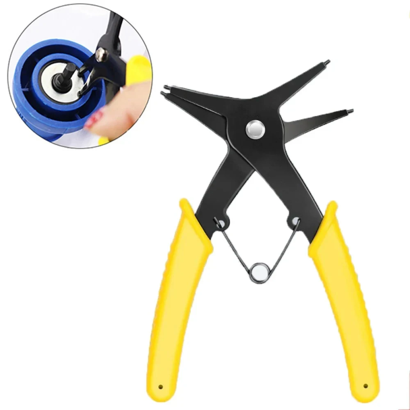 Snap Button Plier - 内部および外部のスプリング式プライヤー 両用スナップリング 2-in-1 取り付けおよび取り外しツール ハードウェア