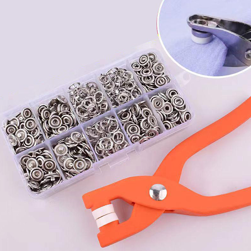 Snap Button Plier - 50個入りプライヤー工具金属製縫い付けボタン五爪バックル金属製スナップボタン服飾ステッチフリーファスナー安全縫製工具