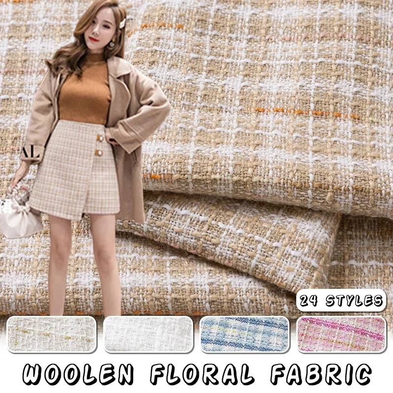女性用ゴールドシルクの小さなフレグランス生地,市松模様のツイ - Sewing Tweed Fabric のレビューと価格
