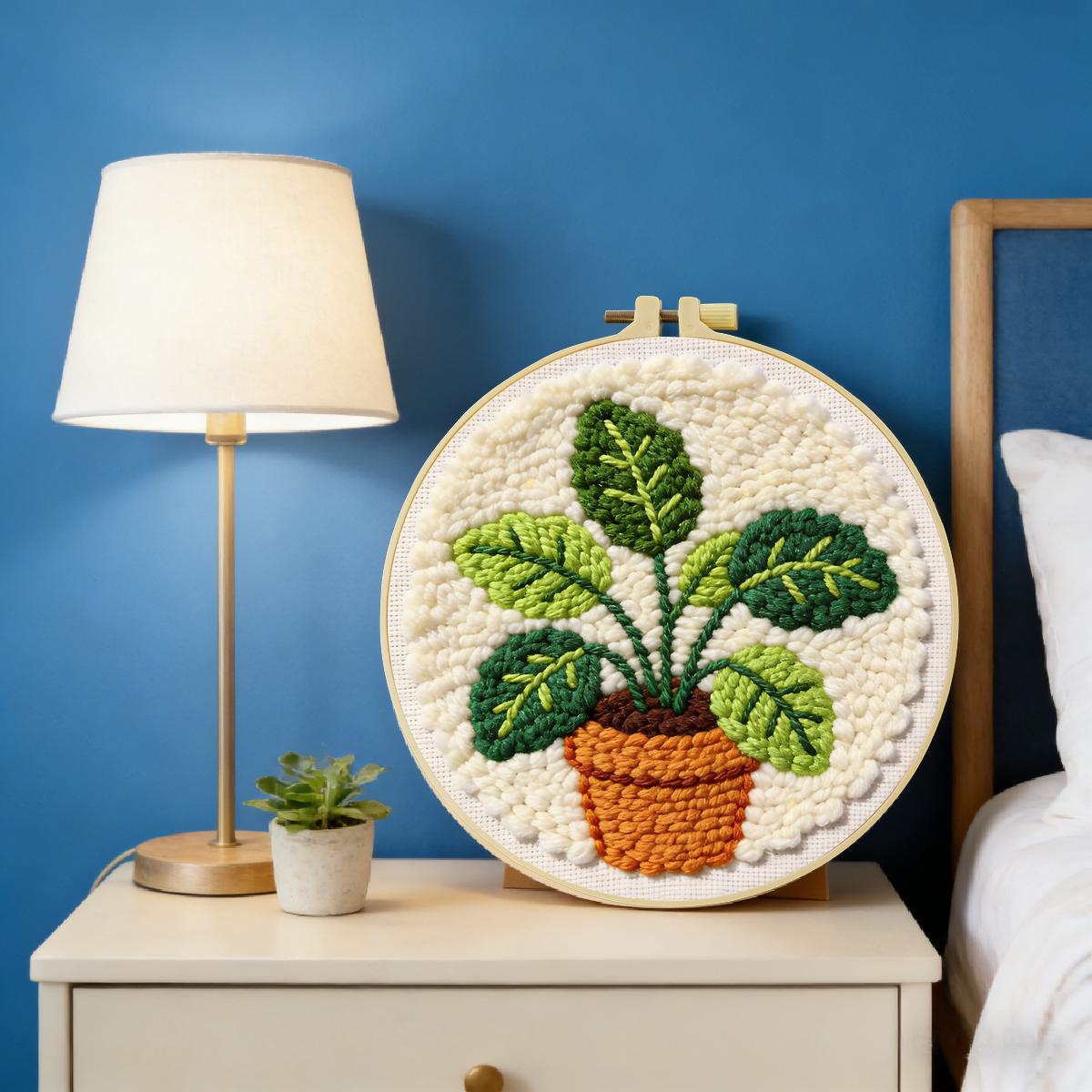 20X20CM/7.87インチ リーフ柄 パンチニードル刺繍 - Is Sewing Textile Art のレビューと価格