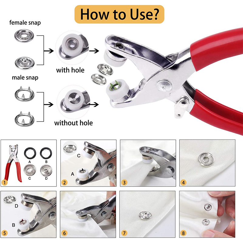 100 セットスナッププライヤー自動グロメットアイレットプラ - Snap Button Plier のレビューと価格