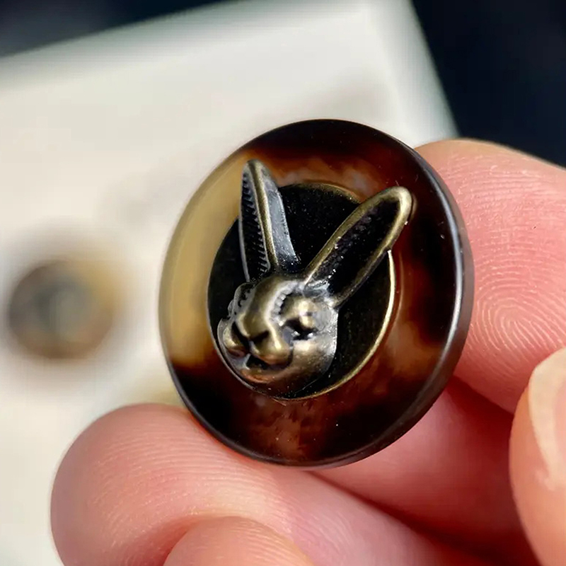 10個入り 25mm ヴィンテージ銅製ウサギの頭飾りボタン  - Vintage Sewing Textile のレビューと価格