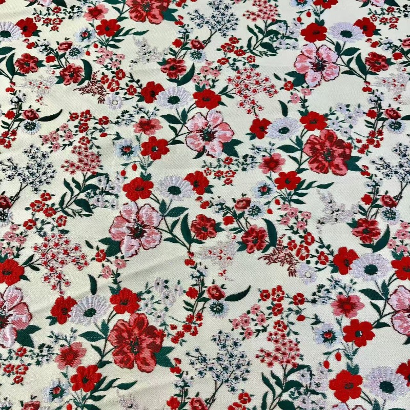 赤い小花柄ジャカード生地ヴィンテージ中国風漢服袍ドレス DI - Vintage Sewing Textile のレビューと価格