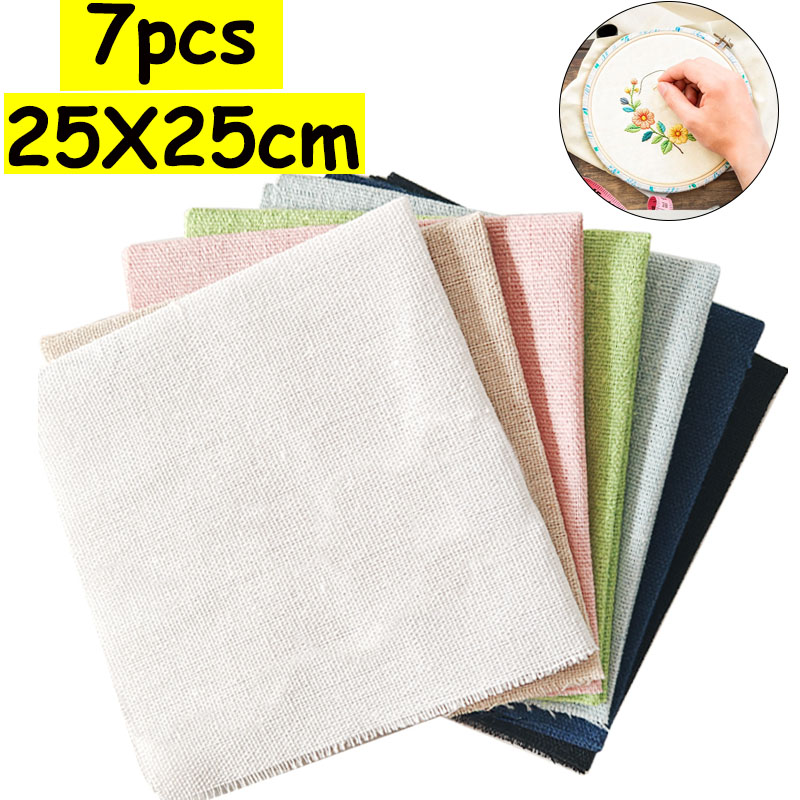 25×25cmのリネン生地7点セット、天然リネン正方形生地、 - Is Sewing Textile Art のレビューと価格