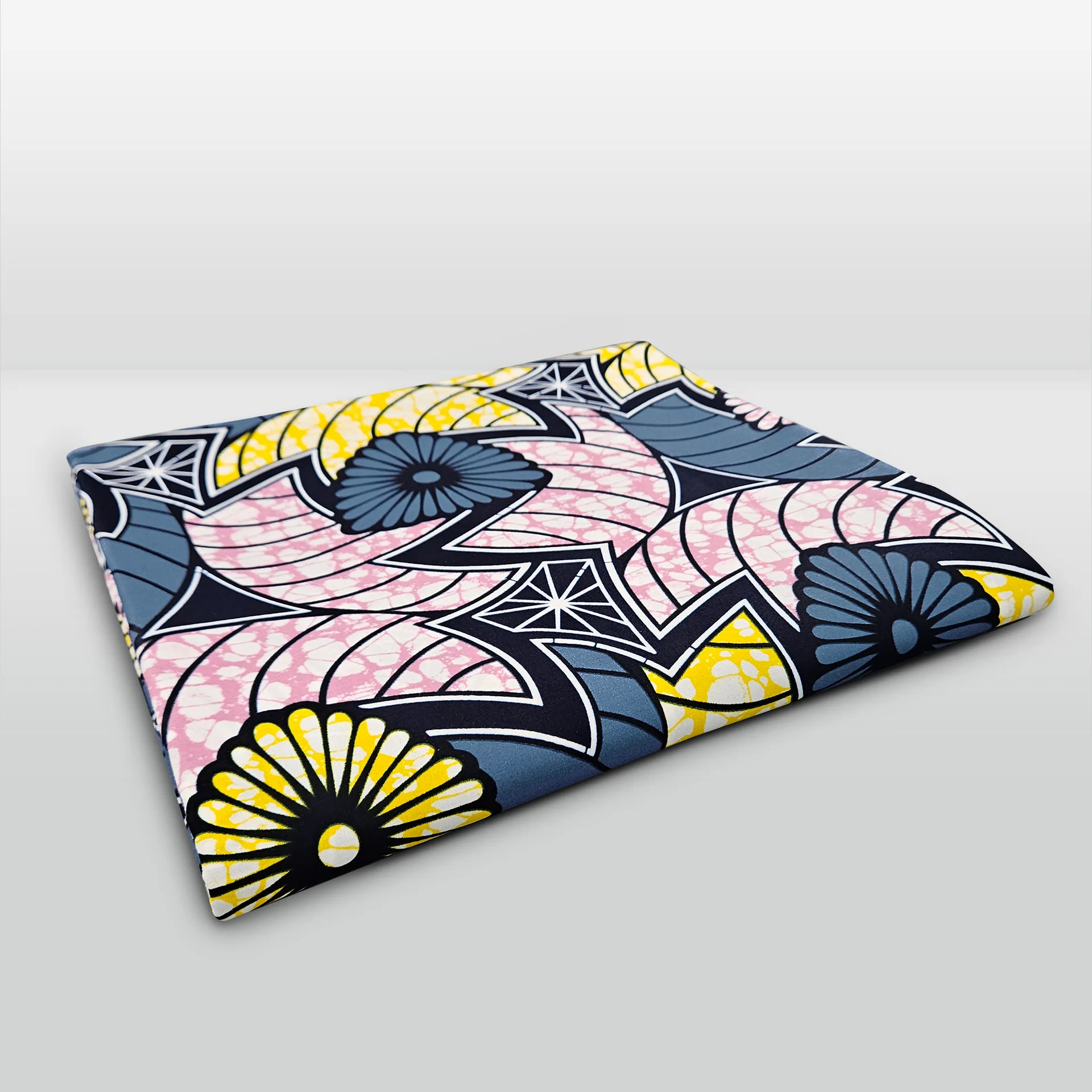 綿アフリカワックス生地黄色青抽象幾何学プリント綿ティッシュ縫 - Sewing Batik Fabric のレビューと価格