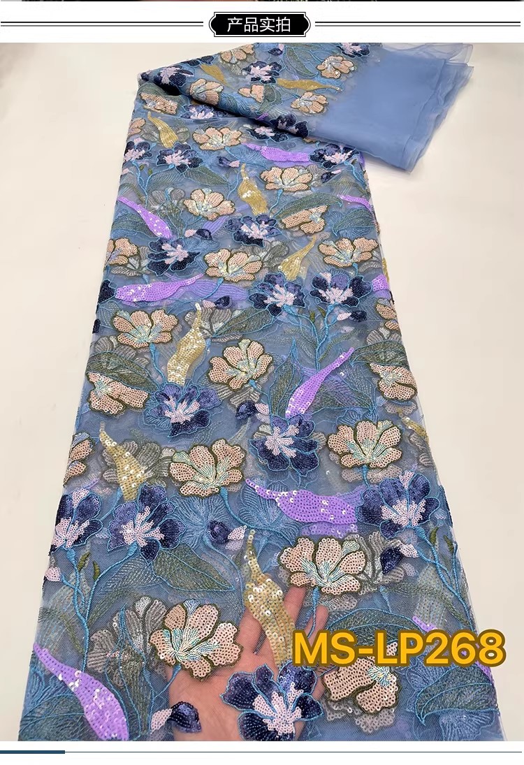 1ヤード高級ダブルカラービーズフラワーシークイン刺繍テラドレ - Sewing Net のレビューと価格