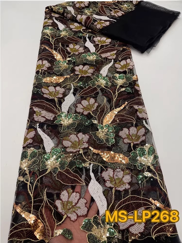 1ヤード高級ダブルカラービーズフラワーシークイン刺繍テラドレ - Sewing Net のレビューと価格