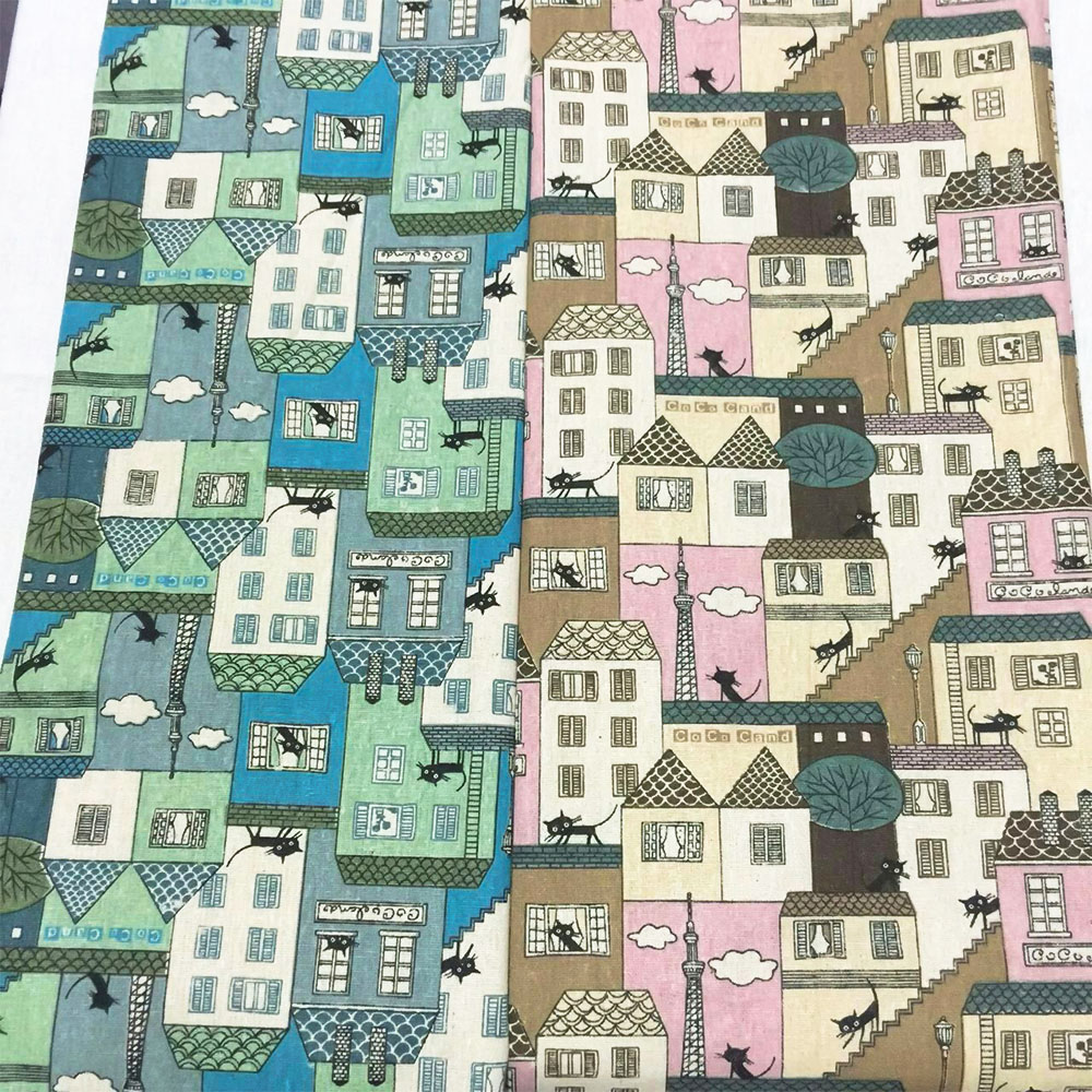 ヴィンテージノルディックスタイルの小さな家のパッチワーク,麻 - Vintage Sewing Textile のレビューと価格